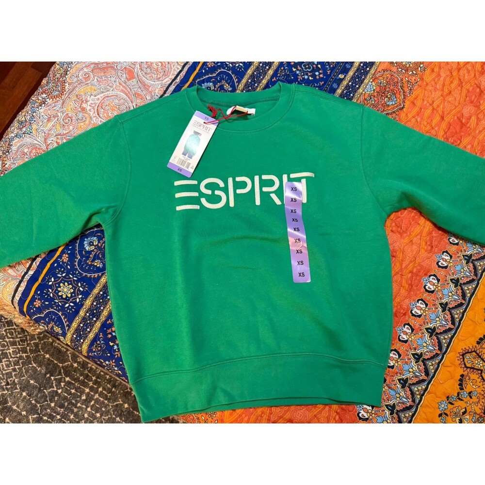 Esprit Green Embroidered Logo Crewneck Sweatshirt NWT XS